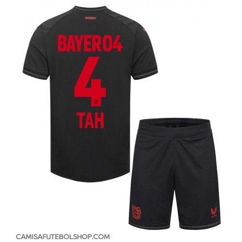 Camisa de time de futebol Bayer Leverkusen Jonathan Tah #4 Replicas 1º Equipamento Infantil 2023-24 Manga Curta (+ Calças curtas)